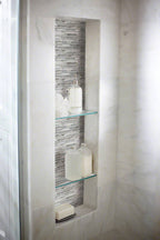 Silver Canvas Interlocking 8mm Crystallized-Glass Mosaic — installed room view — color Silver Canvas