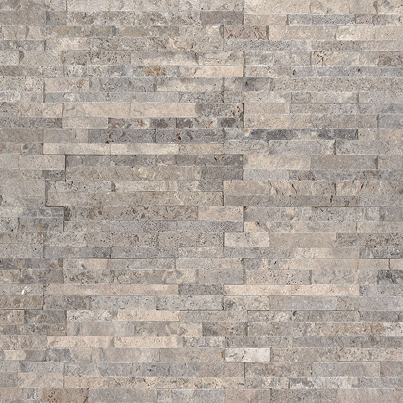 RockMount M-Series 4.5x16 Natural-Stone Mini Stacked-Stone Panel — clean product view — color Silver Travertine