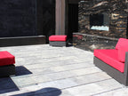Silver Travertine Natural Stone Paver - installed example (representative)