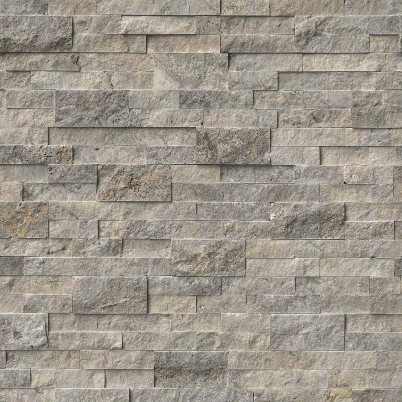 Silver Travertine Rockmount panel — Split Face (LPNLTSIL624)