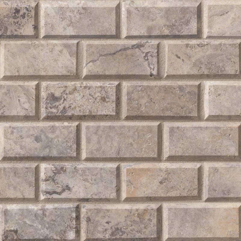 Silver Travertine 2x4 Honed Subway Mosaic product view