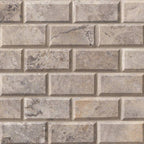 Silver Travertine 2x4 Honed Subway Mosaic product view