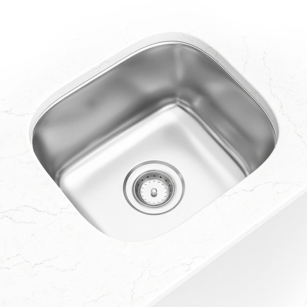 18-Gauge Stainless-Steel Single-Bowl 1618 Sink — installed room view — color Light gray stainless steel