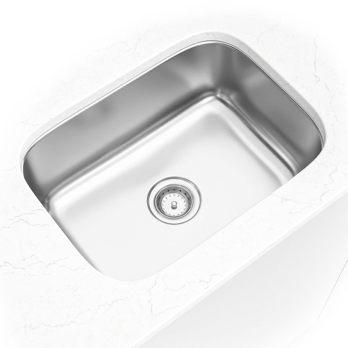 18-Gauge Stainless-Steel Single-Bowl 2318 Sink — installed room view — color Light gray stainless steel