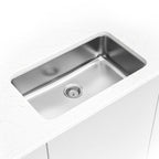 18-Gauge Stainless-Steel Single-Bowl 3018 Sink — installed room view — color Light gray stainless steel