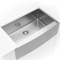 16-Gauge Stainless-Steel Farmhouse Apron Single-Bowl Sink — installed room view — color Light gray stainless steel