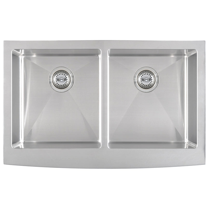 16-Gauge Stainless-Steel Farmhouse Apron Double-Bowl 50/50 Sink — clean product view