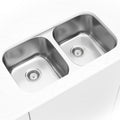 Single-Cutout 3218 18-Gauge Stainless-Steel Sink — installed room view — color Light gray stainless steel