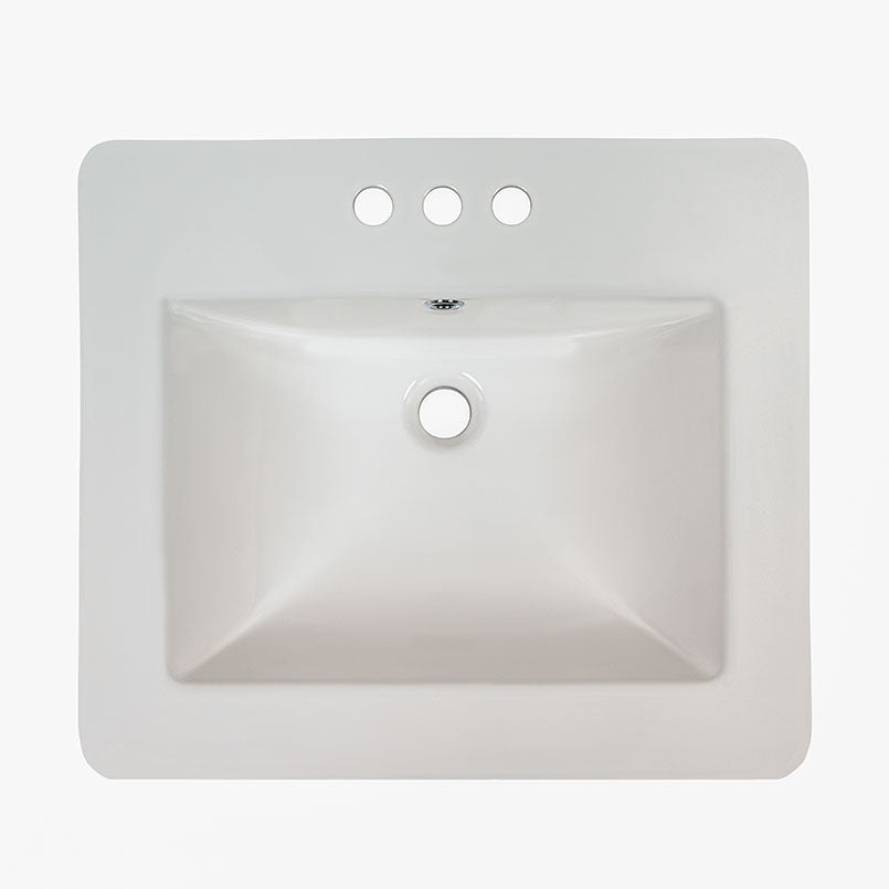 White Porcelain Rectangular Overmount Vanity Sink 2118 — clean product view — color White