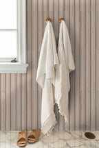 Sinfonia Hip Hop Fluted Porcelain Wall Tile — installed room view — color Abedul