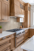 Sinfonia Piano Fluted Porcelain Wall Tile — installed room view — color Abedul