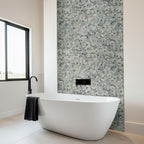 Rio Lago Natural-Stone Pebble Mosaic — installed room view — color Sliced Rainforest