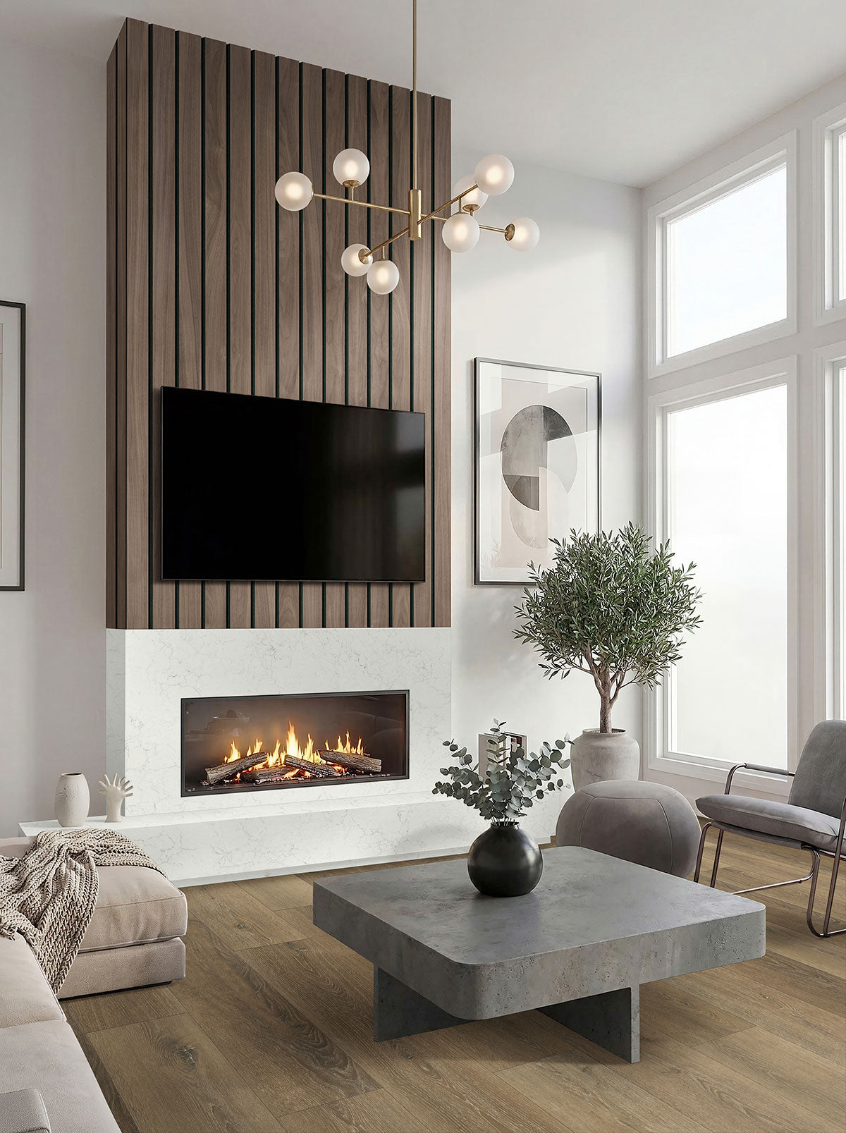 Smithcliffs Waterproof Hybrid Rigid-Core Flooring — installed room view — color Delray
