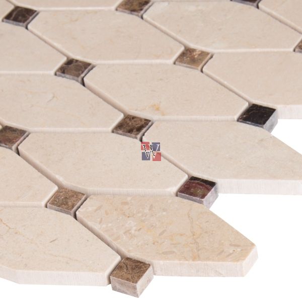 Valencia Blend Elongated Octagon 10mm Polished Marble Mosaic product view