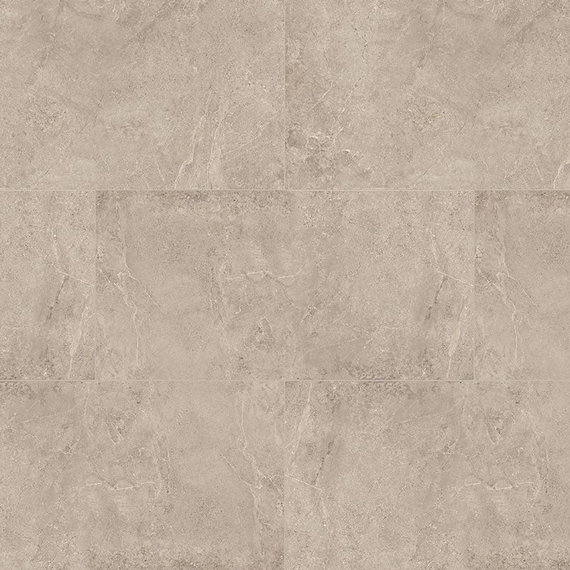 Soreno Limestone-Look Matte Porcelain Tile — close-up texture view — color Taupe