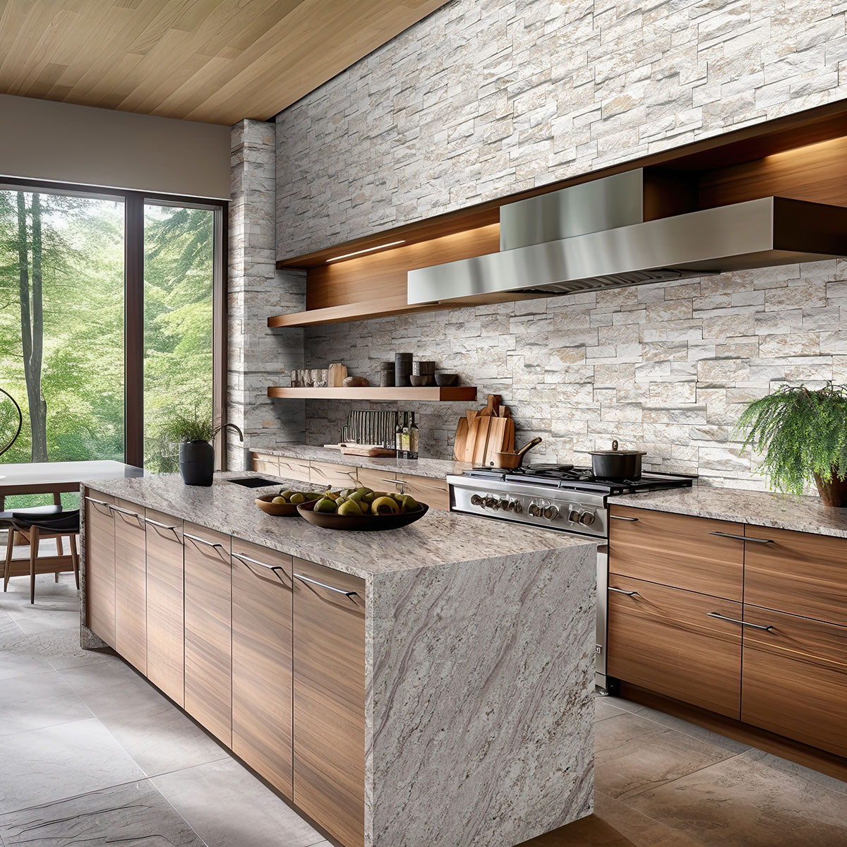 Steel Grey Granite Slab — room scene