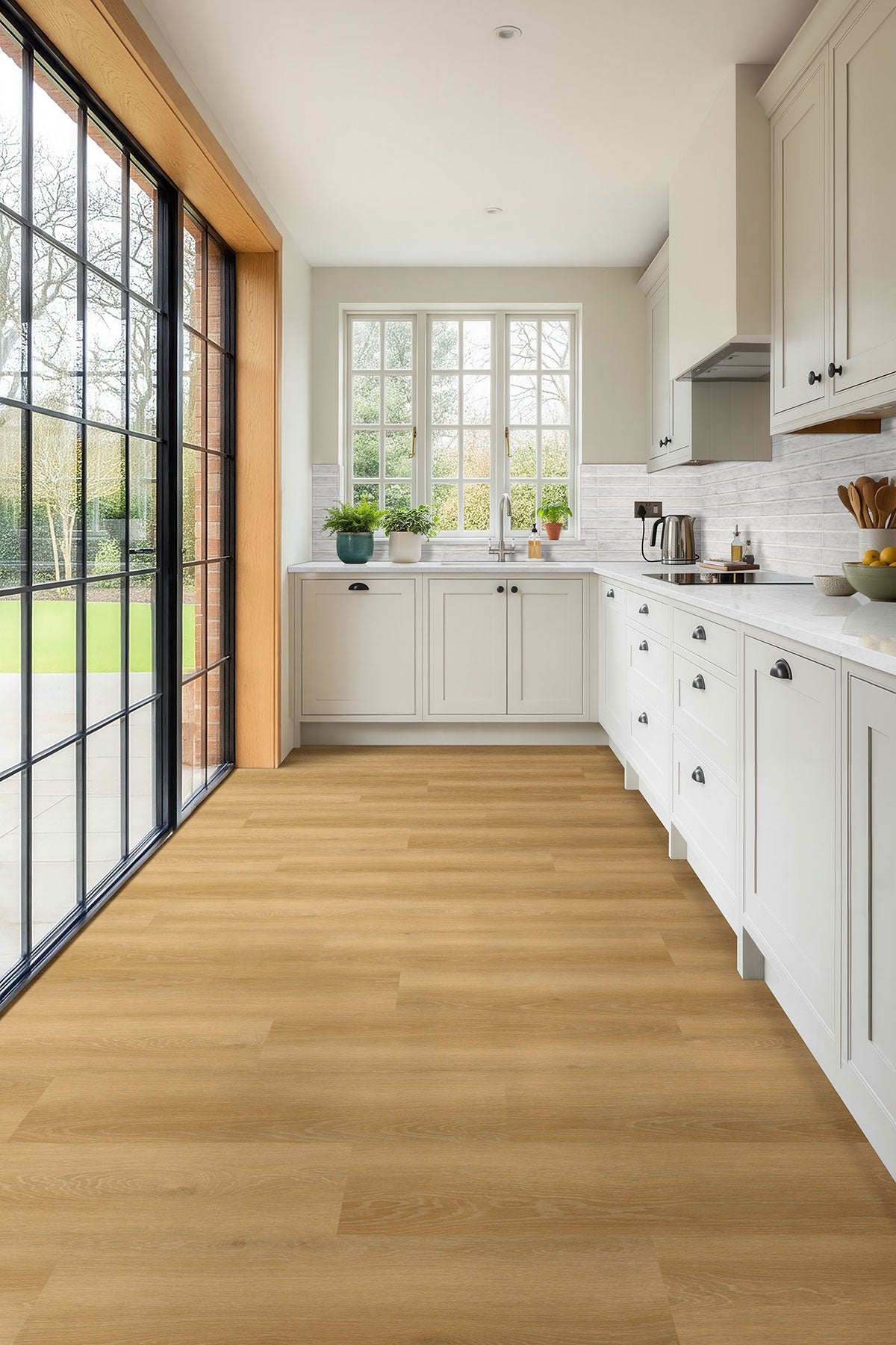 Stella 2x10 Glossy Ceramic Wall Tile — installed room view — color La Perla