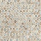 Stonella Penny Round 6mm Recycled-Glass Mosaic — clean product view — color Stormy blue, greige and gray