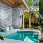 Terrazo Glacier Porcelain Pool Coping - installed example (representative)