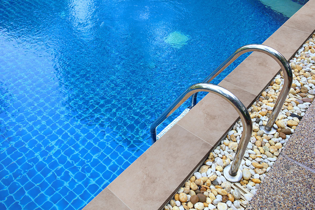 Tierra Beige Porcelain Pool Coping - installed example (representative)