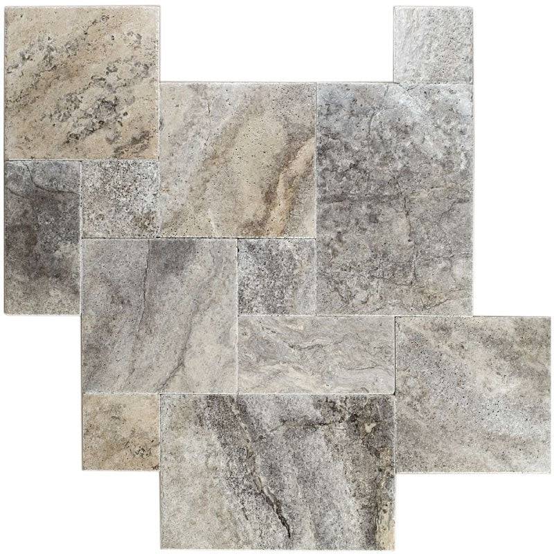 Silver Travertine Versailles Pattern Tile — clean product view