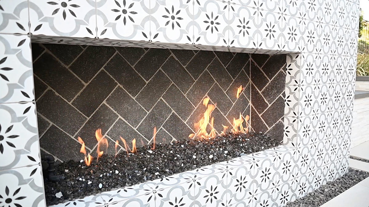 Titan Brown Fire Glass - installed example (representative)