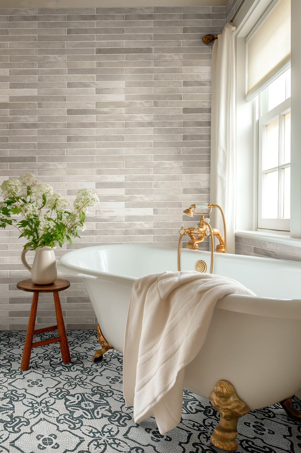 Trinity Trastevere 8x8 Matte Porcelain Tile installed room scene