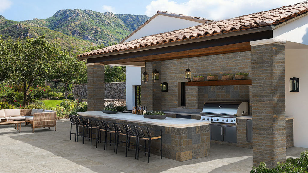 Trevi Silver Porcelain Paver - installed example (representative)