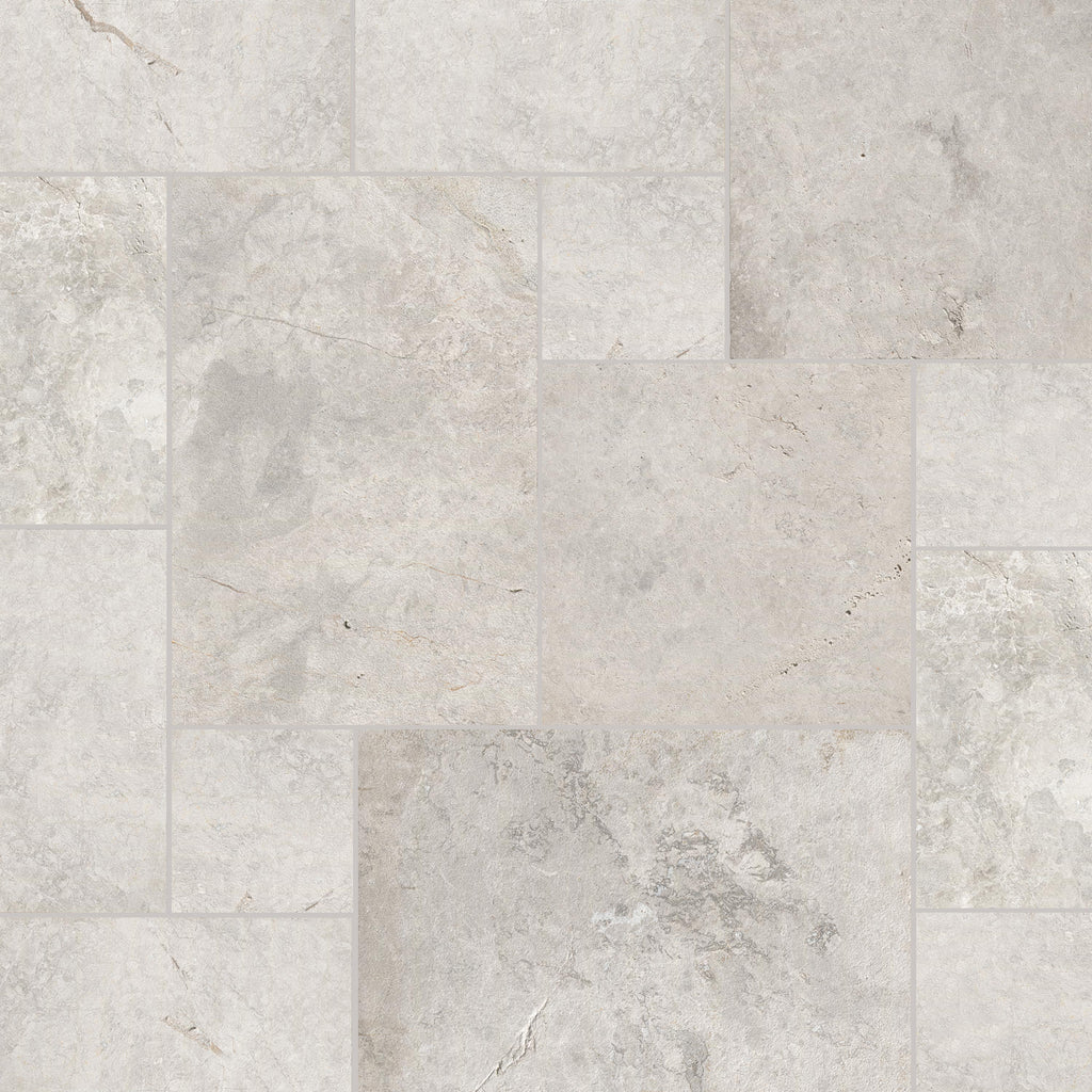 Tundra Gray Polished Marble Tile — close-up texture view — color Gray and white