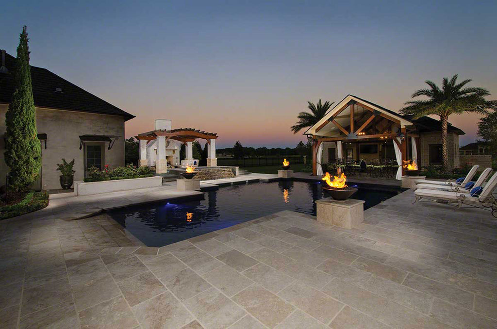 Tuscany Beige Natural Stone Pool Coping - installed example (representative)