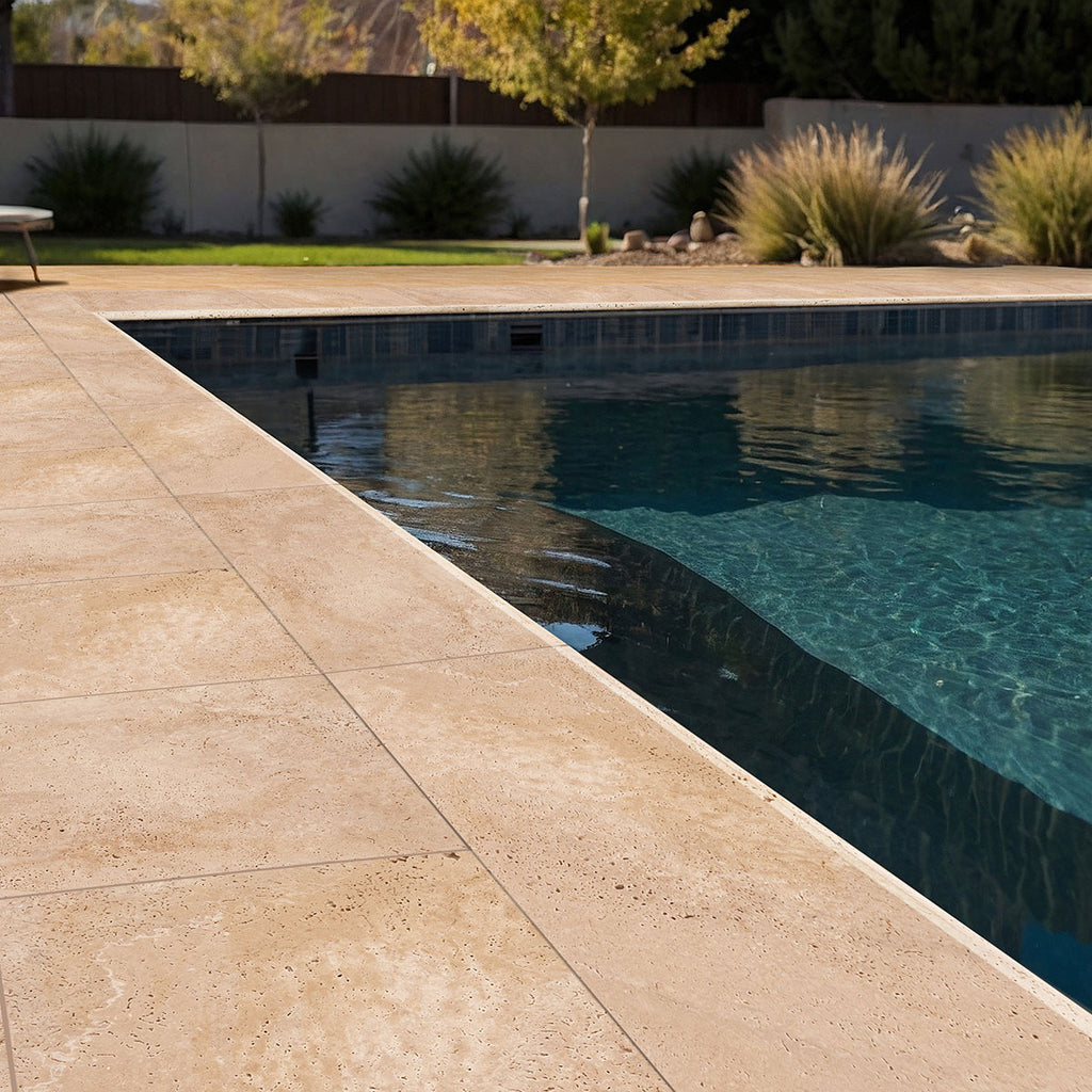 Tuscany Ivory Natural Stone Paver - installed example (representative)