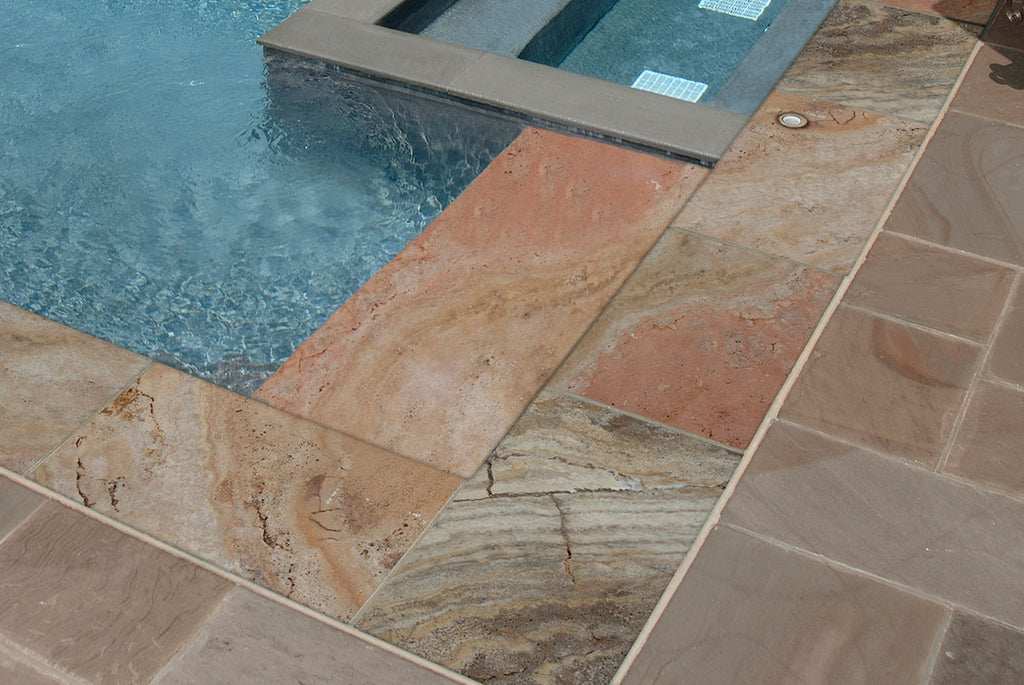 Tuscany Porcini Natural Stone Pool Coping - installed example (representative)