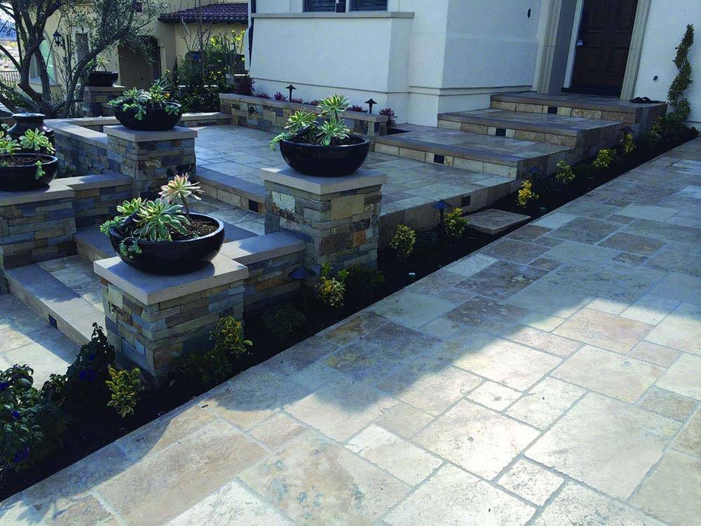 Tuscany Porcini Natural Stone Paver - installed example (representative)