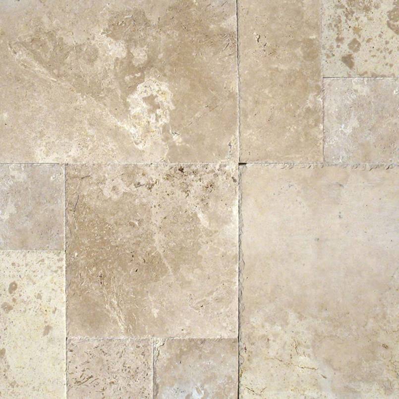 Tuscany Storm Versailles Pattern Travertine Tile — close-up texture view