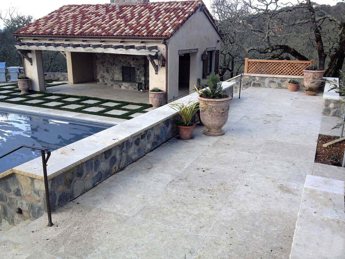 Tuscany Walnut Natural Stone Paver - installed example (representative)