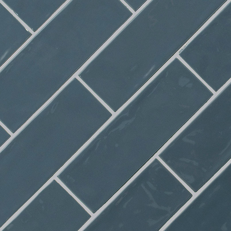 Urbano 4x12 Glossy Ceramic Bullnose — isometric scale view — color Navy