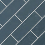 Urbano 4x12 Glossy Ceramic Wall Tile — isometric scale view — color Navy