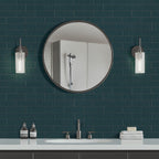 Urbano 4x12 Glossy Ceramic Wall Tile — installed room view — color Navy