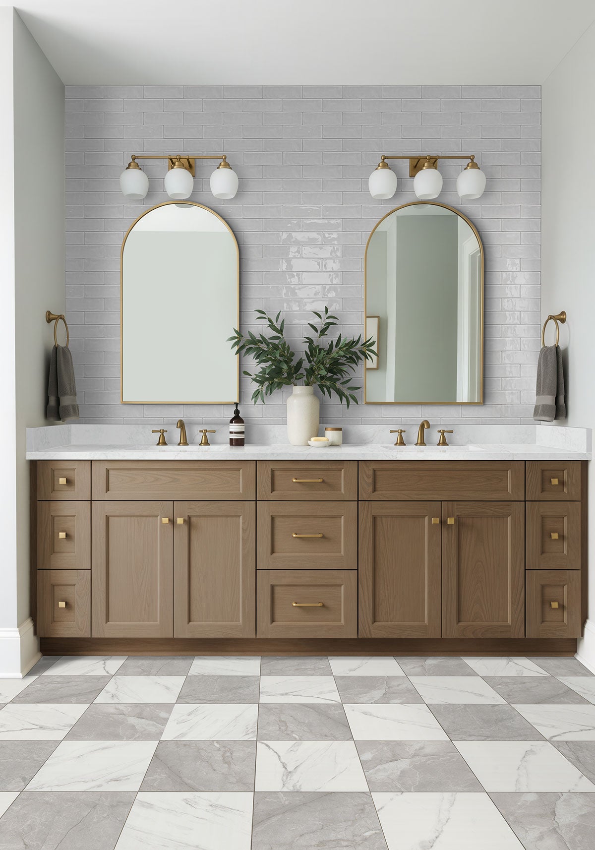 Urbano 3D Mix 4x12 Glossy Ceramic Wall Tile — installed room view — color Dusk