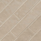 Urbano 3D Mix 4x12 Glossy Ceramic Wall Tile — isometric scale view — color Warm Concrete