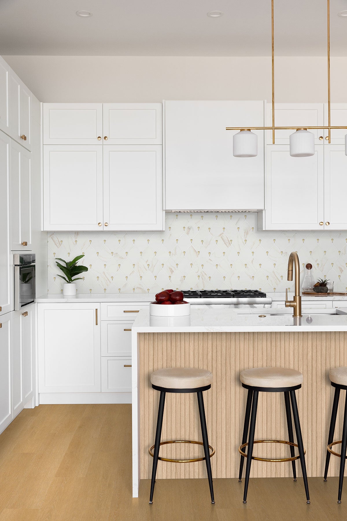 UrbanSlat 16x48 Fluted Ceramic Wall Tile — installed room view — color Natural