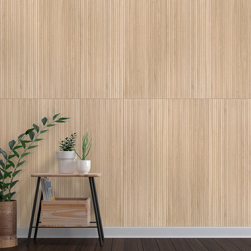 UrbanSlat Natural — installed wall setting (NURBSLANAT1648); supplier illustration