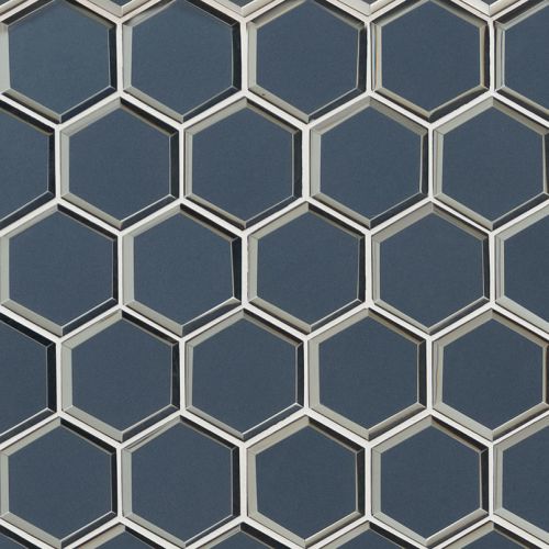 Vague Blue 3-inch Hexagon 8mm Glass Mosaic product view
