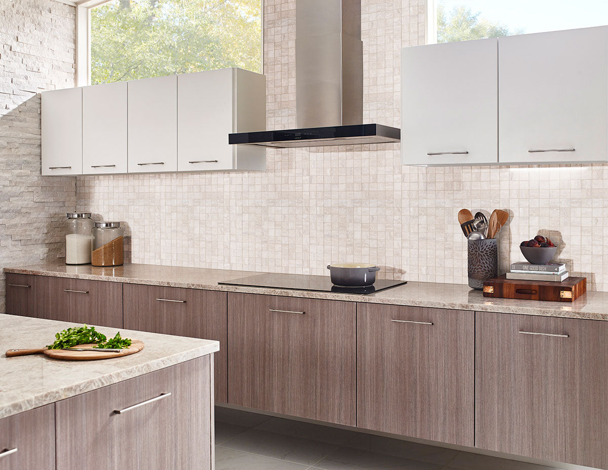 Veneto 2x2 Porcelain Mosaic — installed room view — color White