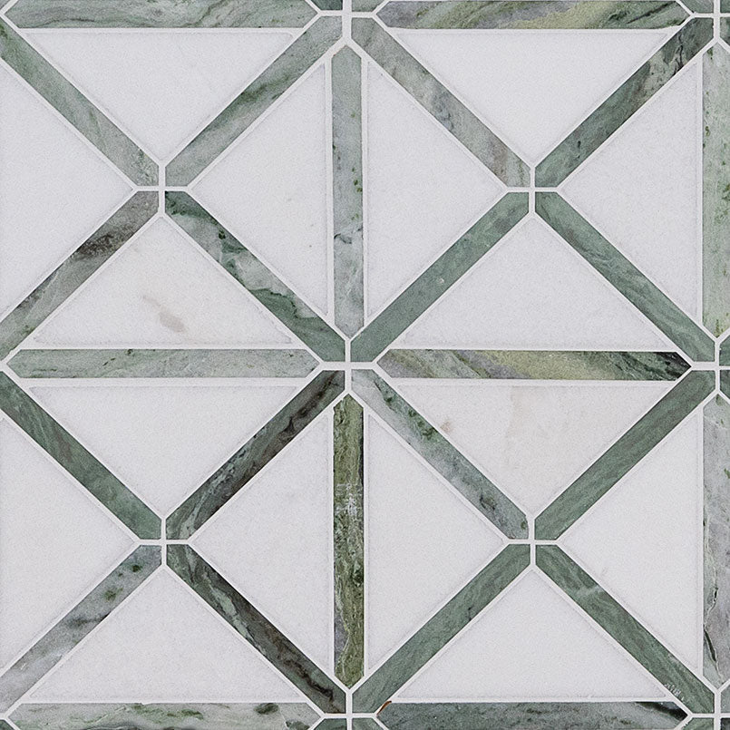 Verdant Green Geometrica 10mm Polished Marble Mosaic — clean product view