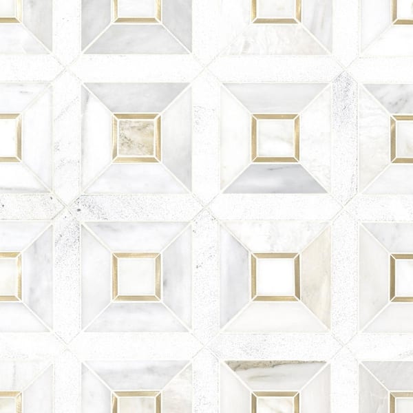 Verona Gold and Silver 8mm Marble-Metal Mosaic product view