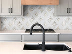Verona Gold and Silver 8mm Marble-Metal Mosaic — installed room view — color Gold Pattern
