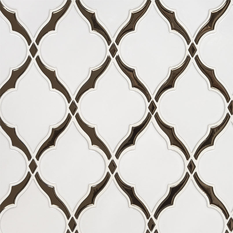 Victorian Light Arabesque 8mm Glossy Ceramic Mosaic — clean product view