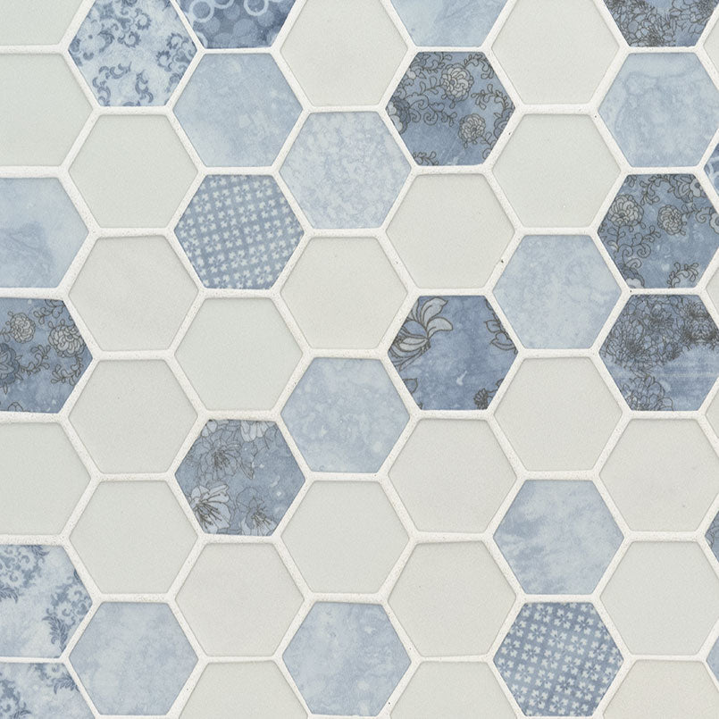 Vista Azul 2-inch Hexagon 6mm Recycled-Glass Mosaic — clean product view