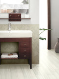 Watercolor Chevron Matte Porcelain Mosaic — installed room view — color Bianco
